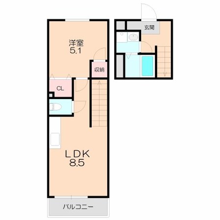 スリーハーブズ服部寿町の物件間取画像